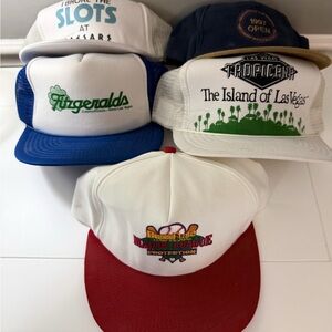 Vintage Las Vegas & Sports Trucker Hat Lot – White, Blue, Red, Navy
